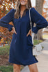 Split V Neck Ruffled Sleeves Shirt Dress